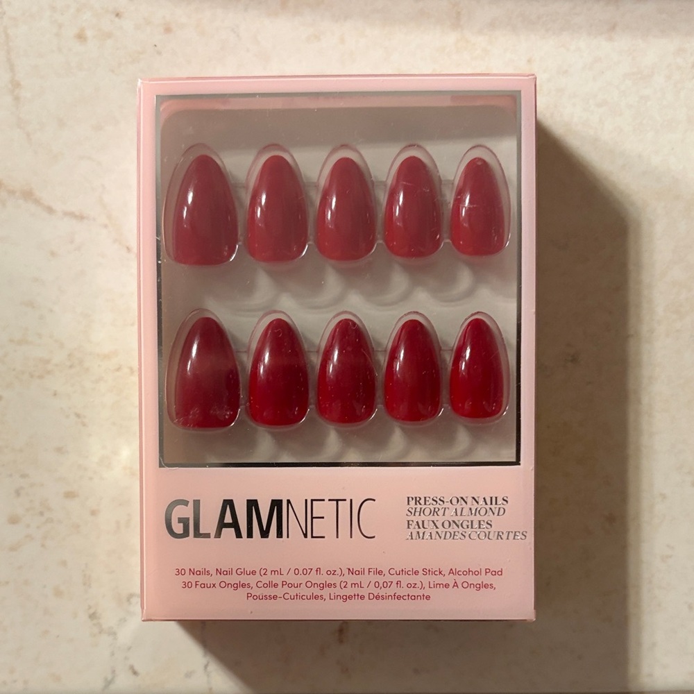Classic Red Short Almond Press-On Nails